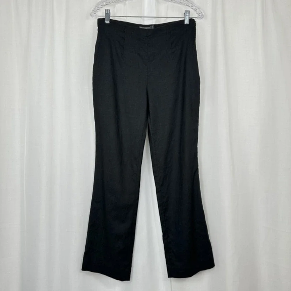 VTG Banana Republic Lindsey Stretch Linen Blend Pants 4P‎ Minimalist Y2K Black
